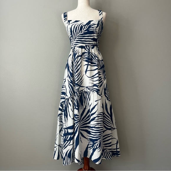 AYR Dresses & Skirts - AYR Navy and White Palm-Print Maxi Dress